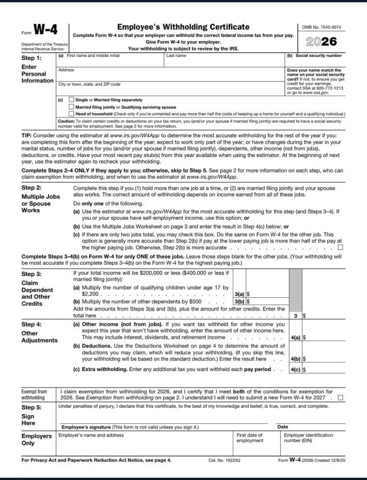 IRS W-4 form used in the OCR failure benchmark