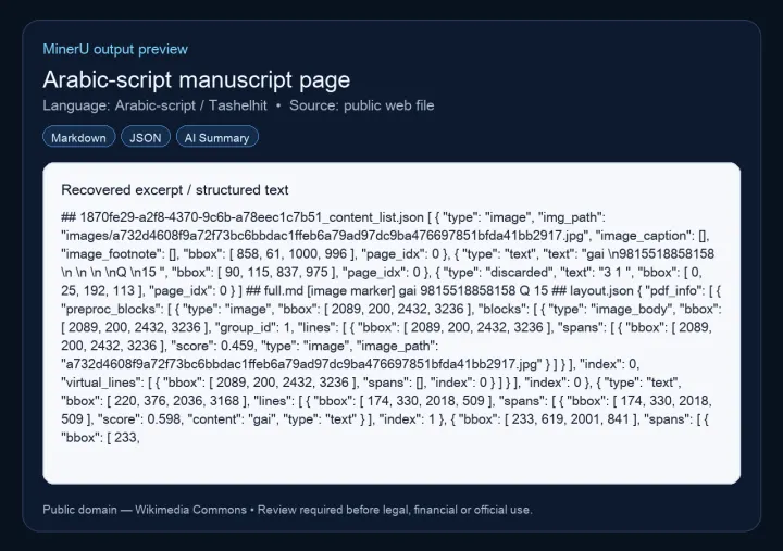 Searchable review package preview for the Arabic-script manuscript
